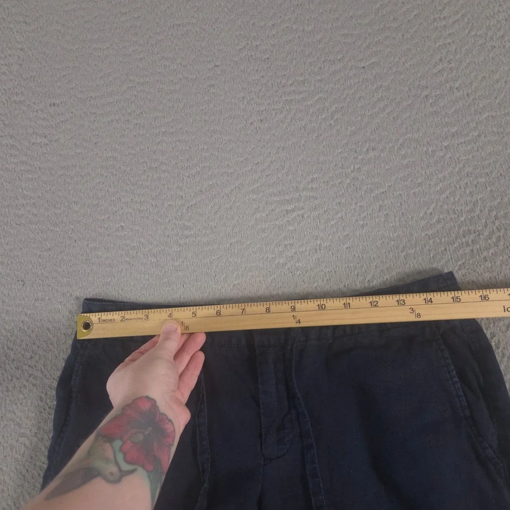Banana Republic Pants Womens 2 Navy Wide Leg Linen Drawstring Pockets Trousers